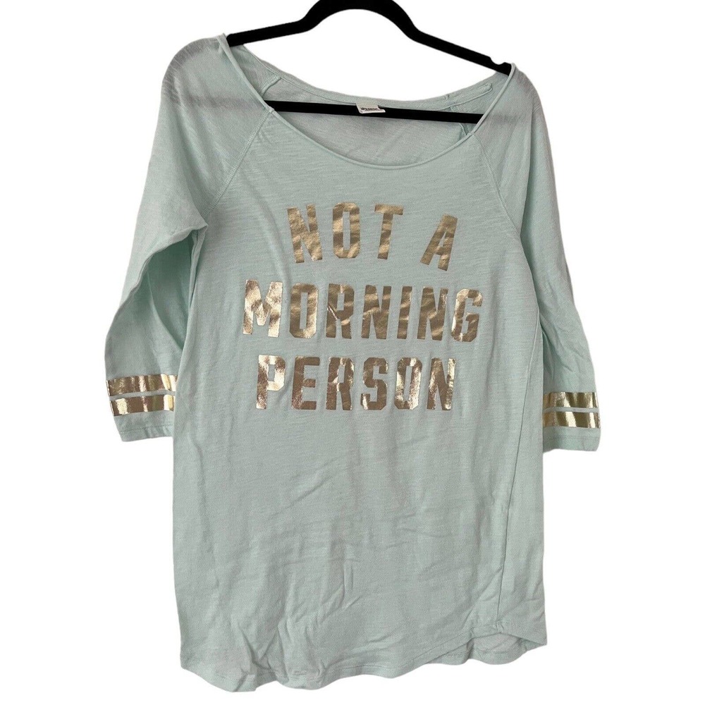PINK Victoria Secret I Don’t Do Mornings Sleepwear Raglan T-Shirt Size XS